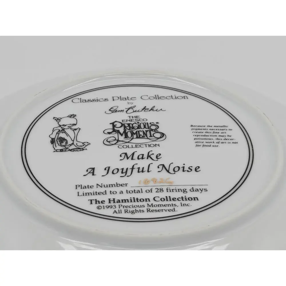Precious Moments Make A Joyful Noise Enesco Plate Figurine Hamilton Girl 1993